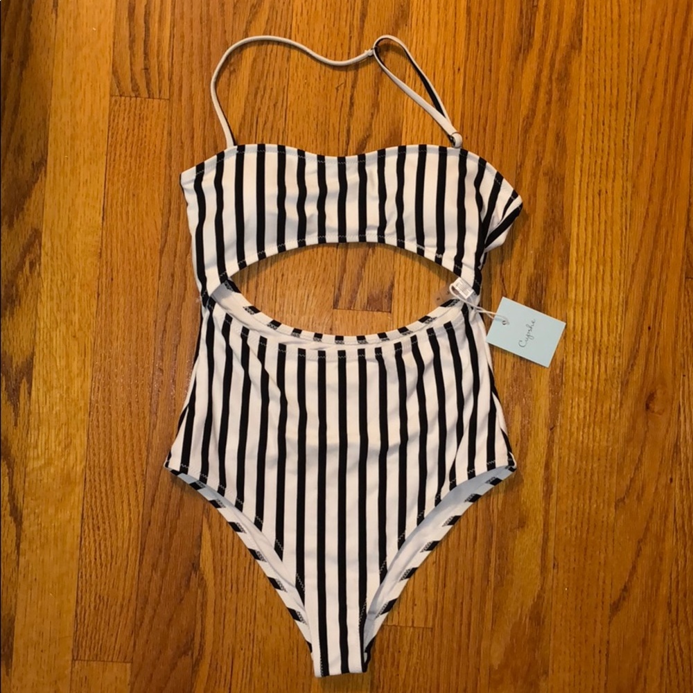 Striped one-piece